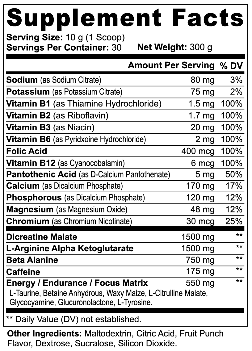 The Spartan Pre-Workout - Nitric Shock Powder (Fruit Punch)